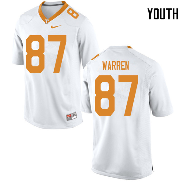 Youth #87 Jacob Warren Tennessee Volunteers College Football Jerseys Sale-White